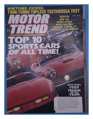 Motor Trend April 1989 Top Sports Cars Testarossa Magazine - Image 1