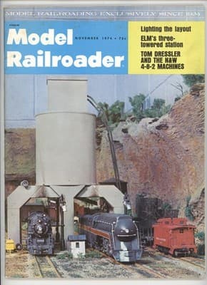 Model Railroader November 1974 Lighting Layout ELM Station N&W 4-8-2 Magazine - Image 1