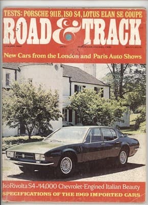 Road & Track January 1969 Porsche 911E Iso S4 Lotus Elan Car Magazine - Image 1