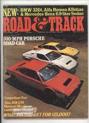 Road & Track September 1975 200-MPH Porsche & Italian Sports Car Magazine - Image 1