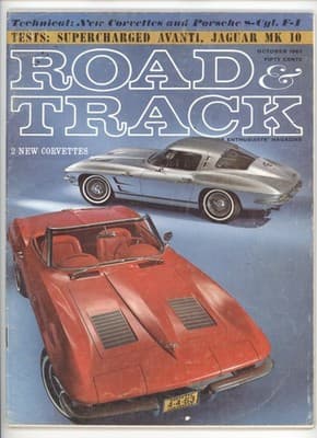 Road & Track October 1962 Supercharged Avanti Corvette Magazine - Image 1