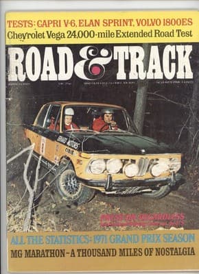 Road & Track March 1972 Capri V6 Elan Sprint Vega Magazine - Image 1