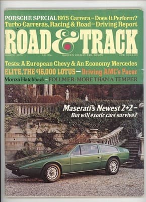 Road & Track March 1975 Porsche Carrera Lotus Elite Car Magazine - Image 1