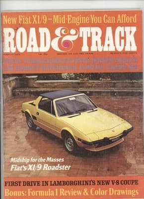 Road & Track March 1973 Fiat X1/9 Lamborghini V-8 Car Magazine - Image 1
