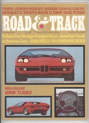 Road & Track December 1972 BMW Turbo Mid-Engine Styling Magazine - Image 1