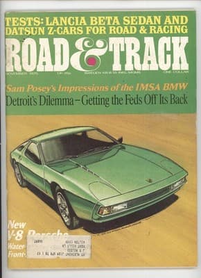 Road & Track November 1975 V-8 Porsche Datsun Z Magazine - Image 1