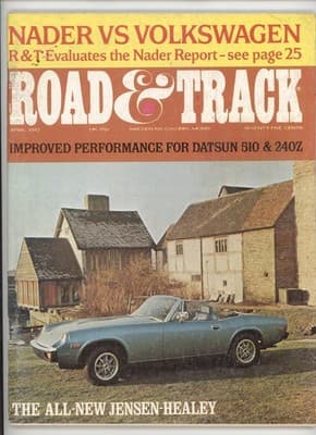 Road & Track April 1972 Nader VS Volkswagen Car Magazine - Image 1