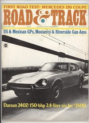 Road & Track January 1970 Datsun 240Z Mercedes 250 Coupe Magazine - Image 1