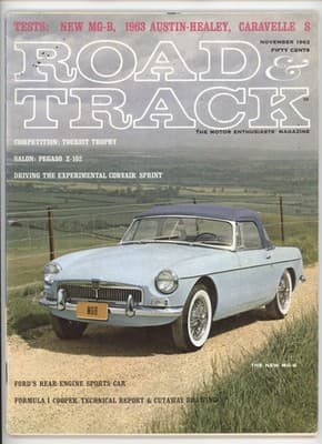 Road & Track November 1962 MGB Austin-Healey Car Magazine - Image 1