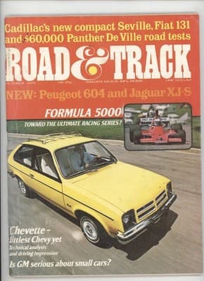 Road & Track October 1975 Chevy Chevette & Jaguar XJ-S Magazine - Image 1