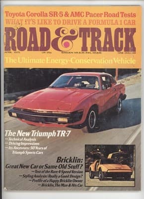 Road & Track April 1975 Triumph TR-7 Bricklin Car Magazine - Image 1