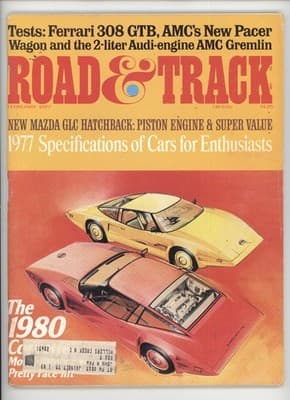 Road & Track February 1977 Ferrari 308 GTB Mazda GLC Car Magazine - Image 1
