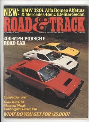 Road & Track September 1975 Porsche 200 MPH Mercedes BMW Magazine - Image 1