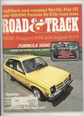 Road & Track October 1975 Chevrolet Chevette Cadillac Seville Magazine - Image 1