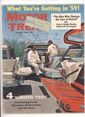 Motor Trend August 1958 1959 Car Models Wagon Test Magazine - Image 1