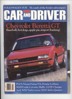Car and Driver February 1987 Chevrolet Beretta GT Magazine - Image 1