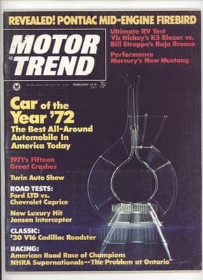 Motor Trend February 1972 Pontiac Mid-Engine Firebird Magazine - Image 1