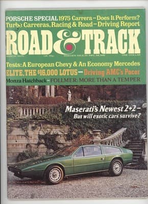 Road & Track March 1975 Porsche 911 Carrera Turbo Maserati Magazine - Image 1