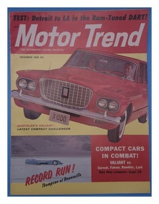 Motor Trend December 1959 Chrysler Valiant Compact Cars Combat Magazine - Image 1
