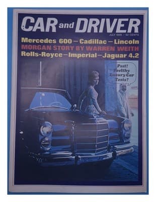 Car and Driver July 1965 Mercedes Cadillac Lincoln Rolls-Royce Jaguar Magazine - Image 1