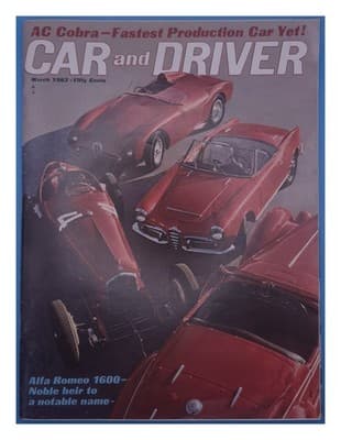 Car and Driver March 1963 AC Cobra Alfa Romeo Magazine - Image 1