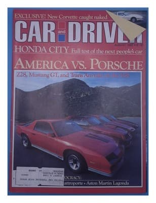 Car and Driver August 1982 Corvette Honda City America vs Porsche Magazine - Image 1