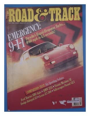 Road & Track July 1993 Porsche 911 Turbo & Six Sporting Sedans Magazine - Image 1