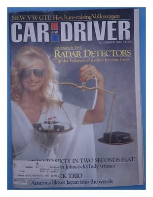 Car and Driver November 1982 VW GTI Radar Detectors Magazine - Image 1