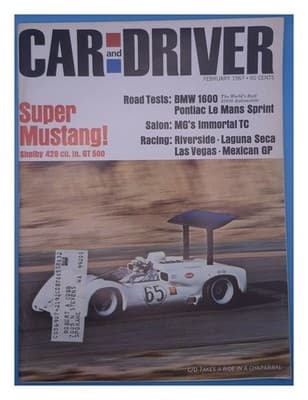 Car and Driver February 1967 Super Mustang Shelby GT 500 Magazine - Image 1