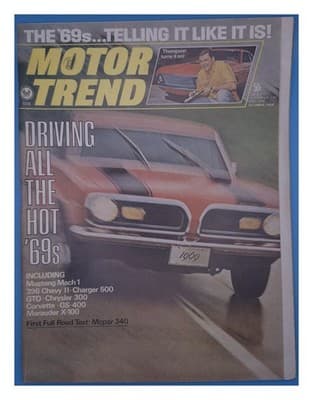 Motor Trend October 1968 Mustang Mach 1 Corvette Charger 500 Magazine - Image 1