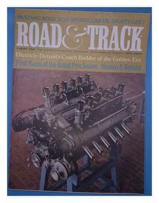 Road & Track August 1964 Mustang Lamborghini Grand Prix Magazine - Image 1