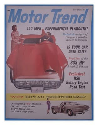 Motor Trend May 1960 Experimental Plymouth Imported Car Magazine - Image 1