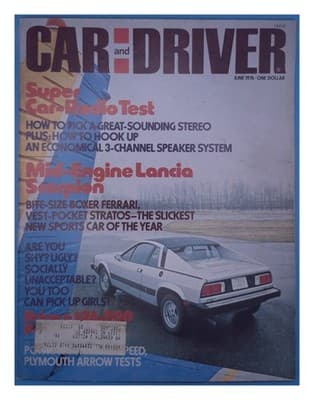 Car and Driver June 1976 Lancia Scorpion Ferrari Stratos Magazine - Image 1