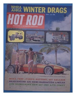 Hot Rod April 1965 Barris Surf Woody Ford 427 Galaxie Magazine - Image 1