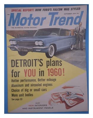 Motor Trend September 1959 Ford Falcon Styling & 1960 Cars Magazine - Image 1