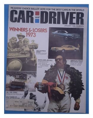 Car and Driver January 1974 Readers Choice Ballot Soapbox Derby Cougar Magazine - Image 1