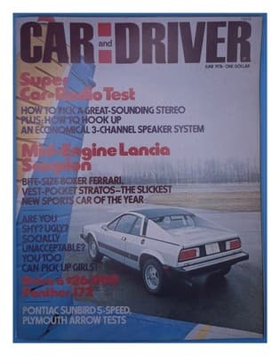 Car and Driver June 1976 Mid-Engine Lancia Scorpion Ferrari Stratos Magazine - Image 1