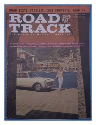 Road & Track January 1961 Corvette Facellia Saab 96 Le Mans Magazine - Image 1