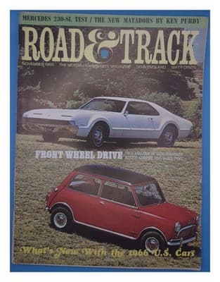 Road & Track November 1965 Oldsmobile Toronado Austin Cooper Magazine - Image 1