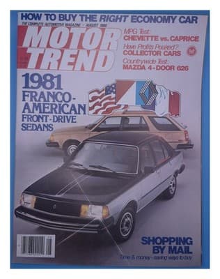 Motor Trend August 1980 Franco-American Front-Drive Sedans Economy Cars Magazine - Image 1