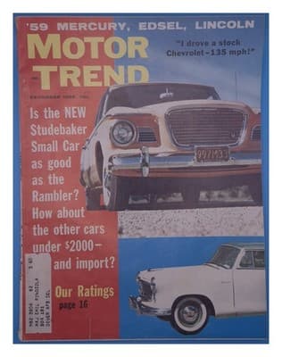 Motor Trend December 1958 Mercury Edsel Lincoln Studebaker Rambler Magazine - Image 1