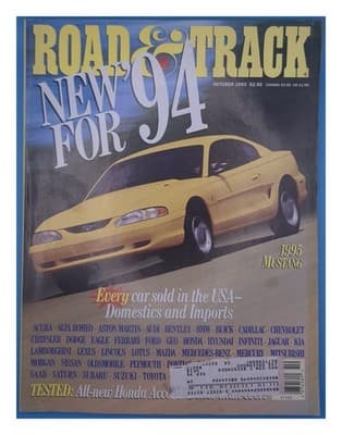 Road & Track October 1993 1995 Mustang Honda Accord Magazine - Image 1