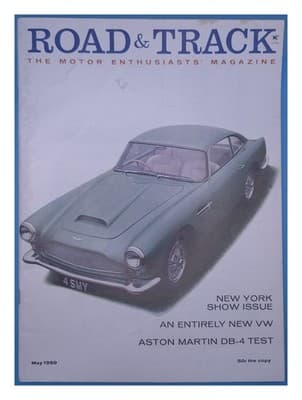 Road & Track May 1959 Aston Martin DB-4 New York Show Magazine - Image 1