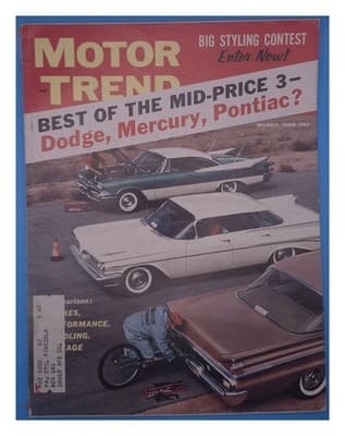 Motor Trend March 1959 Dodge Mercury Pontiac Comparison Magazine - Image 1