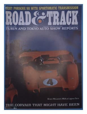 Road & Track February 1968 Porsche 911 Sportomatic & Bruce McLaren M6A Magazine - Image 1