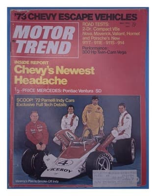 Motor Trend May 1972 Parnelli Indy Cars Exclusive Magazine - Image 1