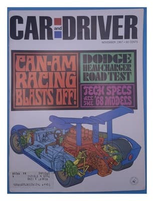 Car and Driver November 1967 CAN-AM Racing Dodge Hemi-Charger Magazine - Image 1