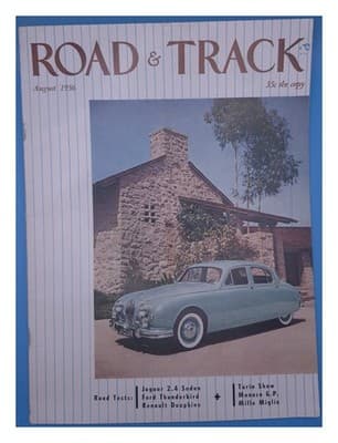Road & Track August 1956 Jaguar 2.4 Sedan Magazine - Image 1