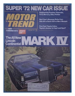 Motor Trend August 1971 Lincoln Continental Mark IV Car Magazine - Image 1