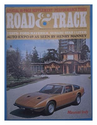 Road & Track September 1969 Maserati Indy Magazine - Image 1